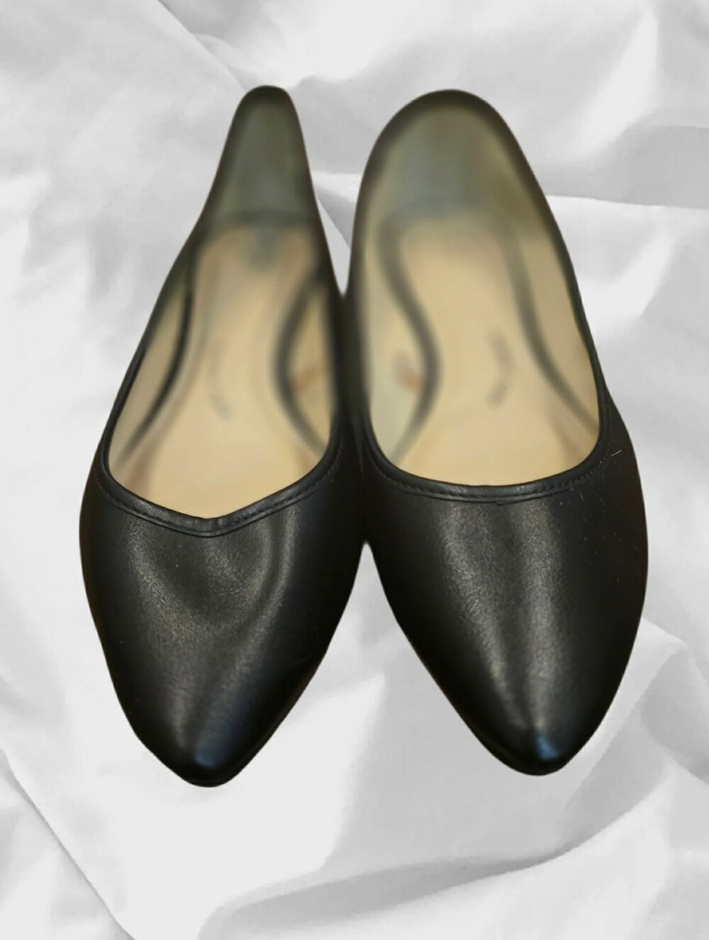 Time and Tru Claire Black Matte Faux Leather Pointed Toe Ballet Flats